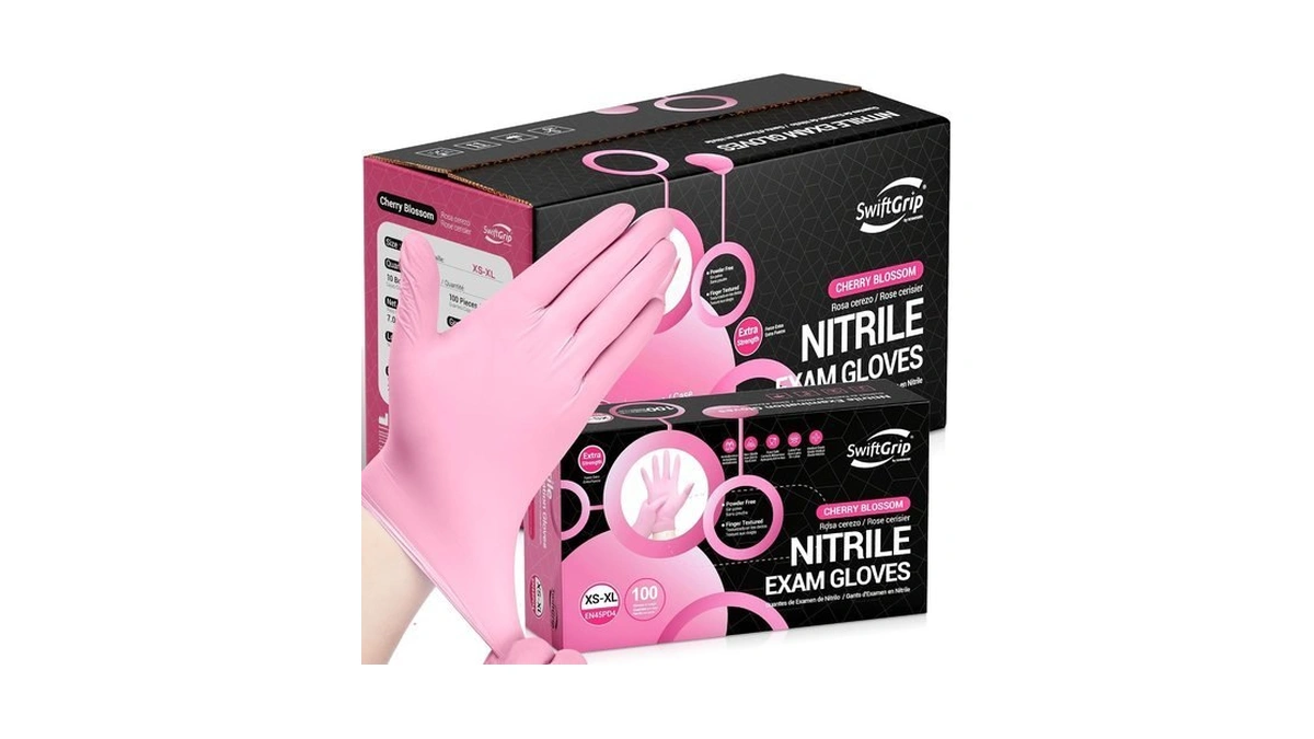 Swiftgrip Nitrile Exam Gloves, 4 Mil, X-large, Cherry Blossom, Food