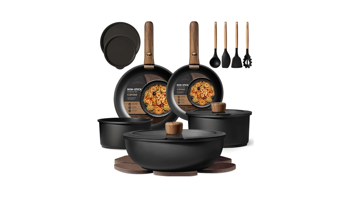 Carote 19pcs Pots And Pans Set Non Stick, Detachable Handle