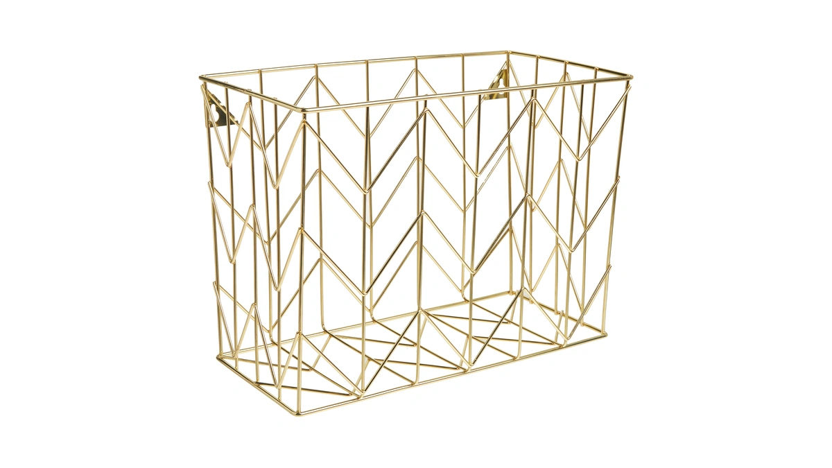 U Brands Hanging File Desk Organizer, Wire Metal, Gold Finish,