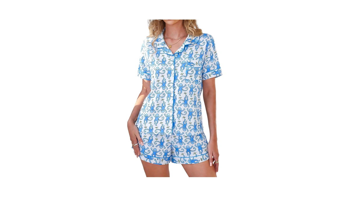 Amiernap Pajamas Set For Women Short Sleeve Button Down Sleepwear
