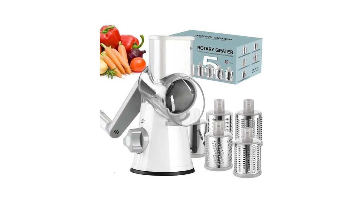Ourokhome Rotary Cheese Grater Hand Crank, Kitchen Shredder Speed Mandolin