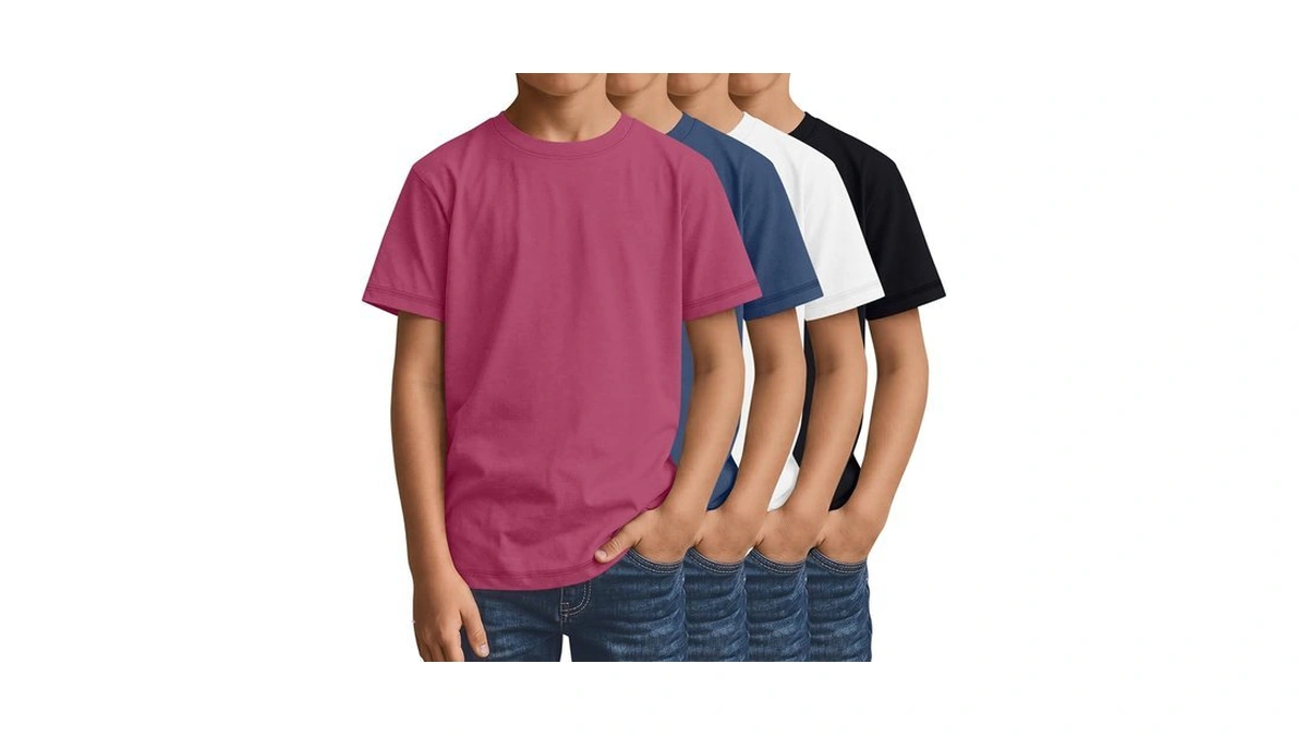 Mumucove 4 Pack Boys T-shirts Loose Fit, 4-color, 15-16 Years