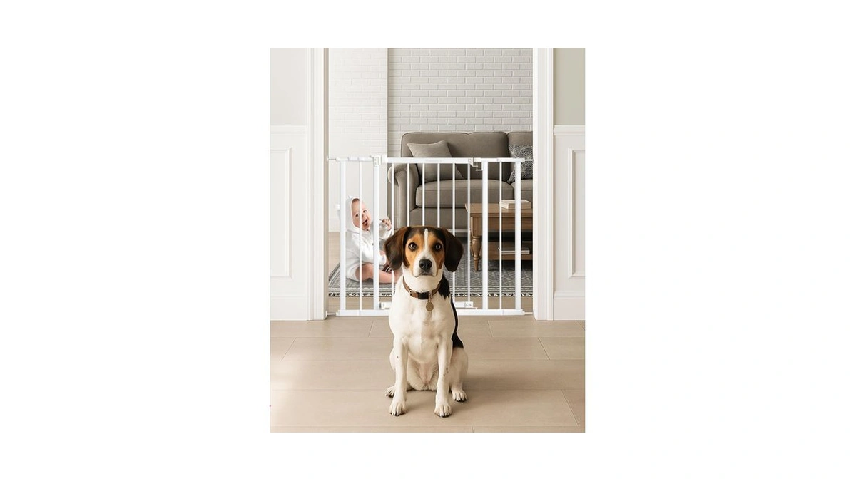 Baby Gate For Stairs, 28.5"-40" Adjustable Width, 30" Height, Dog
