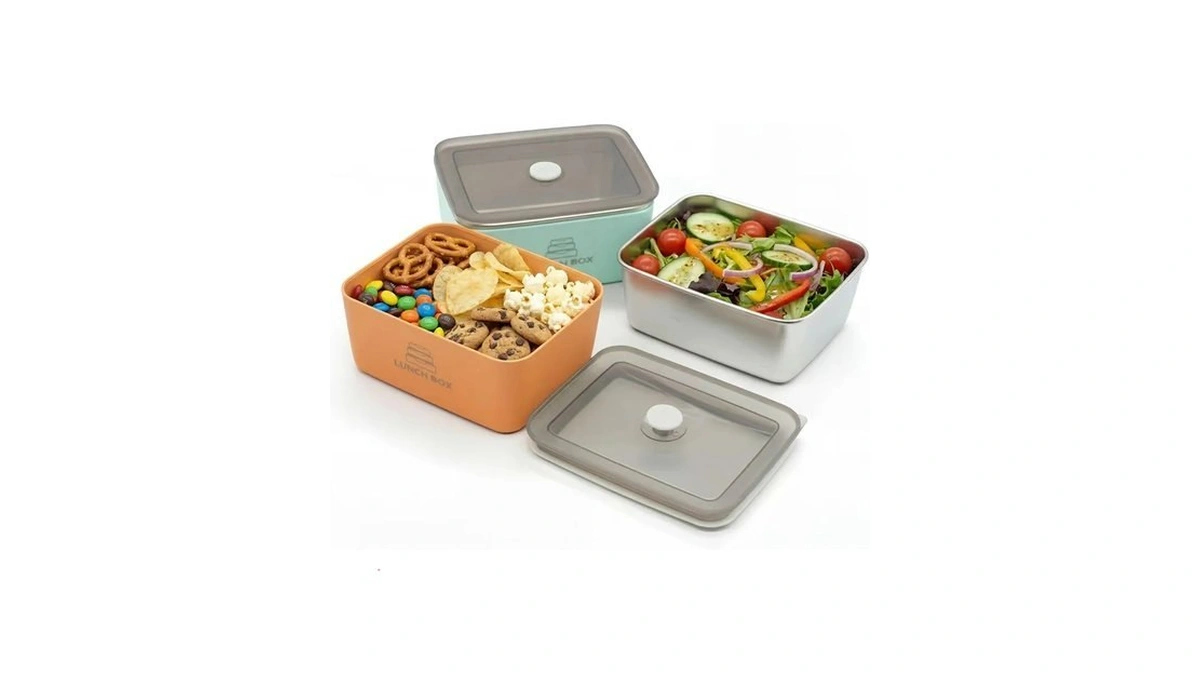 Flijuyo Stainless Steel Food Containers 2 Pack 22oz Leakproof Storage