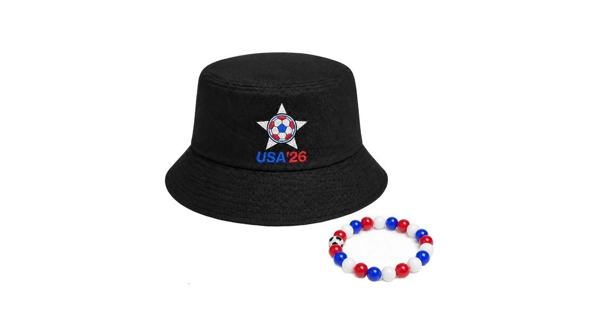 Vonqkel Unisex Usa Reversible Bucket Hat With Patriotic Bracelet Set