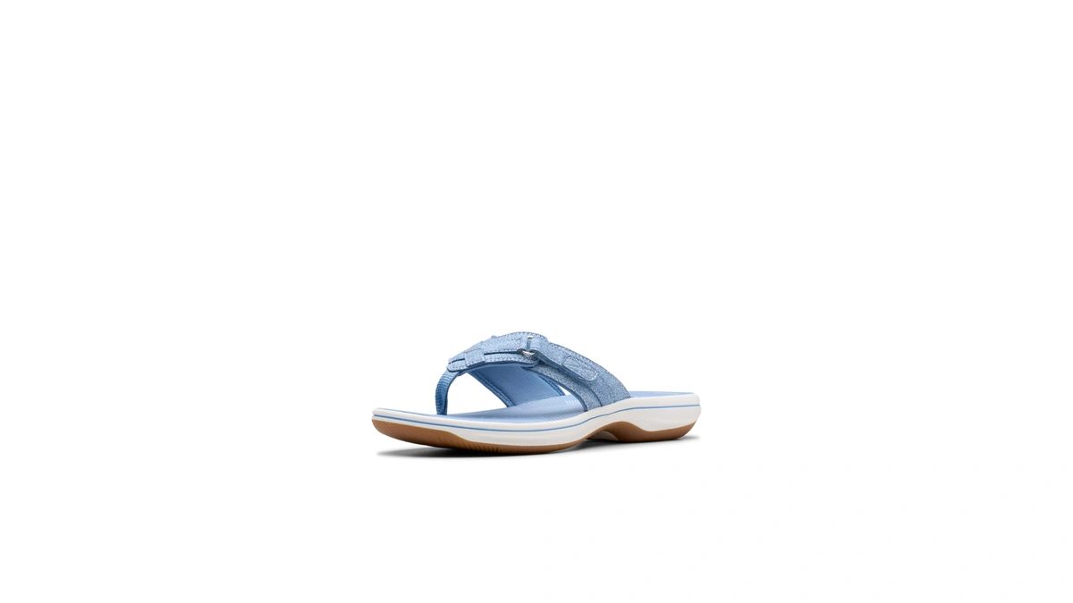 Clarks Cloudsteppers Women's Breeze Sea Flip-flop, Denim Blue Interest Synthetic,