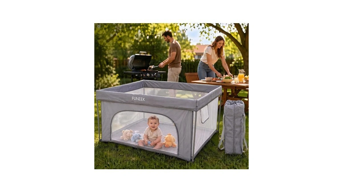 Funeek Foldable Playpen For Babies And Toddlers, 59'' X 59''