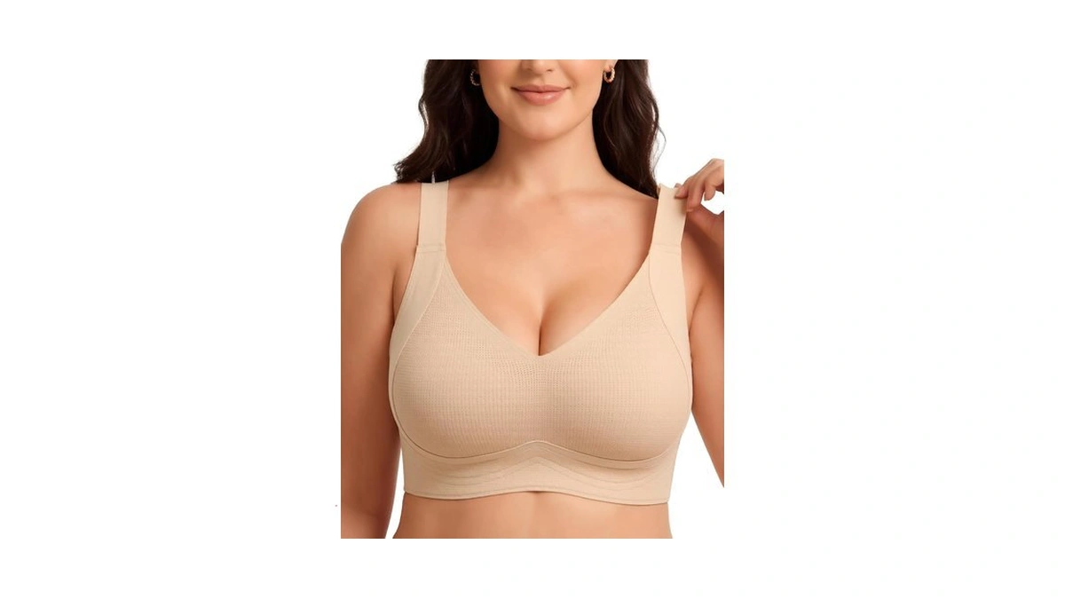 As Fairy Plus Size Wireless Full Coverage Cooling Bra(airy Beige