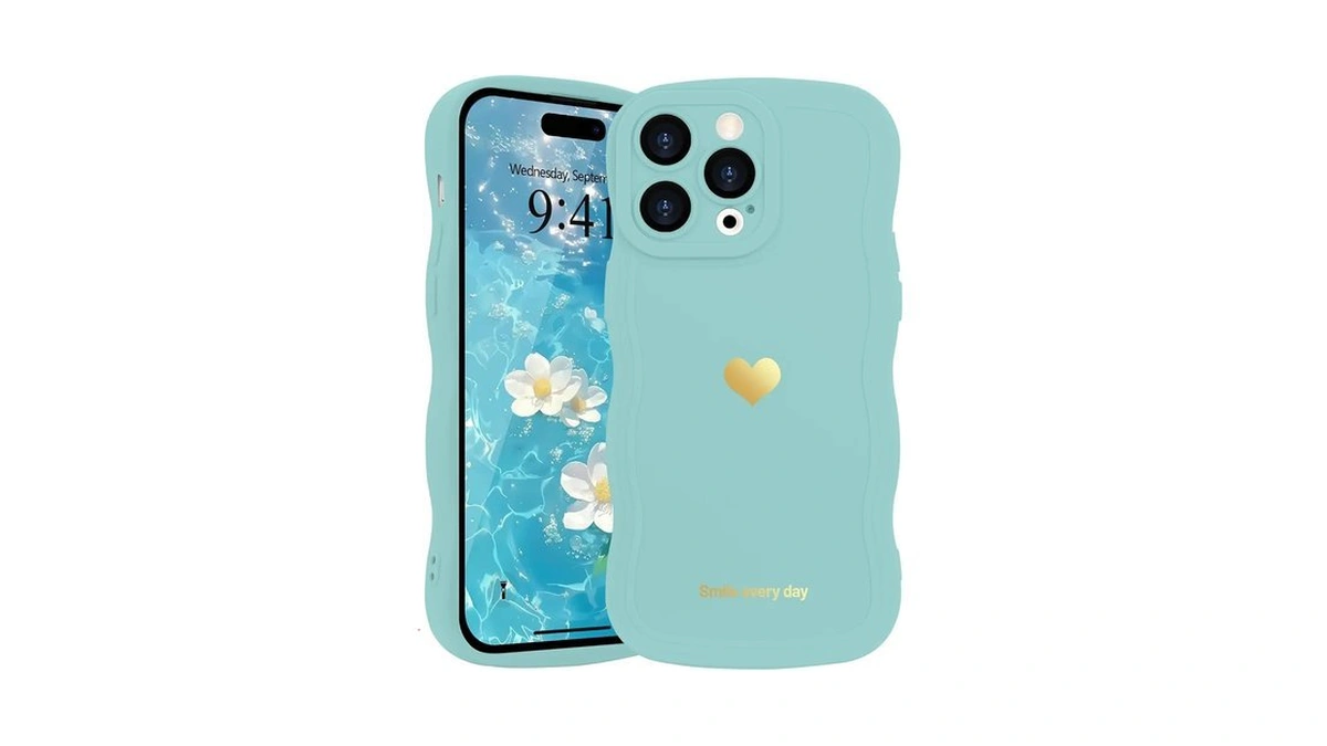 Lapopnut For Iphone 14 Pro Case Cute Heart Girly Wavy