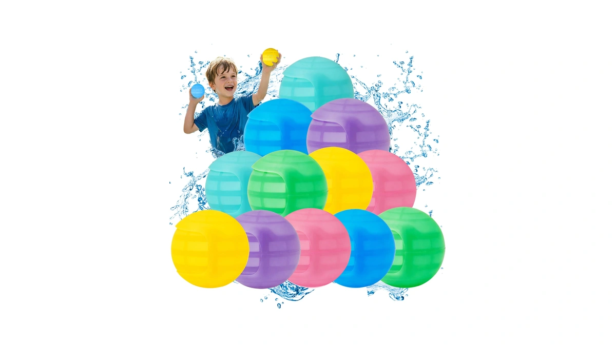 12 Pack Reusable Water Balloons, Squeeze Self-sealing Quick Fill Silicone