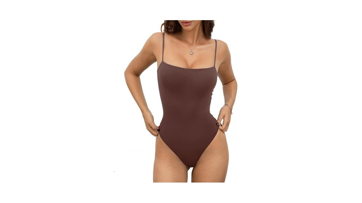 Easygala Womens Double Lined Thong Bodysuit Square Neck Tank Top