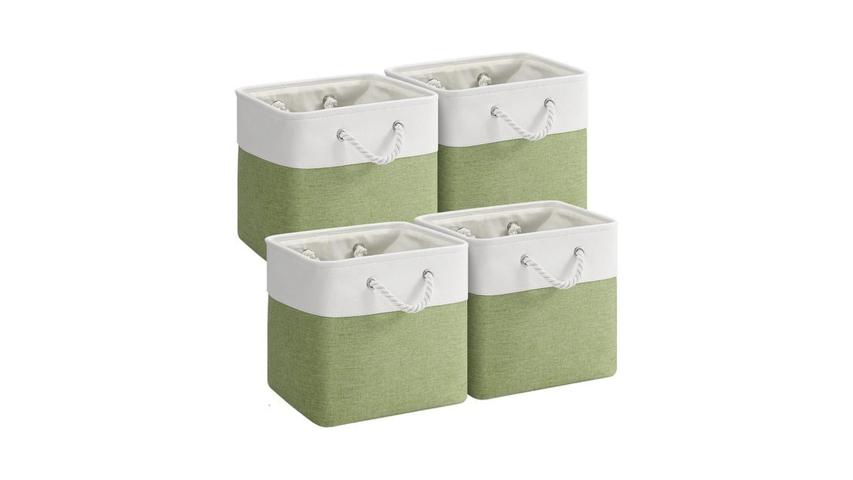 Vqrtexa 12x12 Inch Foldable Fabric Cube Storage Bins With Handles