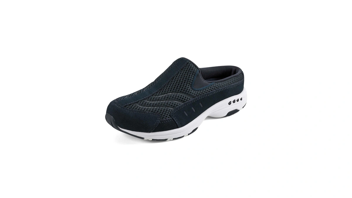 Easy Spirit Traveltime Women's Slip On, 8 C/d Us, Navy-white-suede