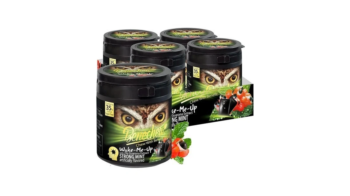 Benechew 4-pack Sugar Free Gum With 35% Xylitol Guarana Extract