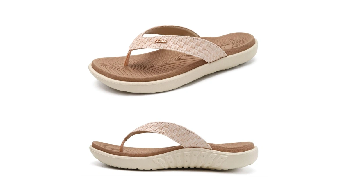 Kuailu Womens Flip Flops Arch Support Yoga Mat Cushioned Thong