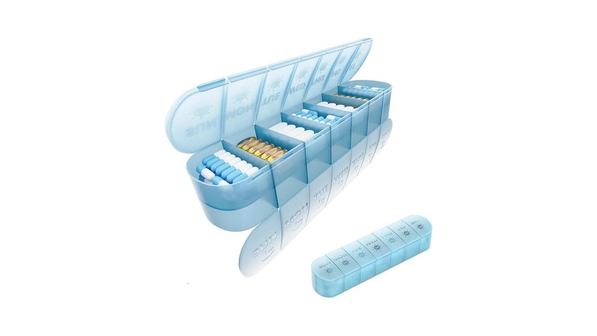 2 Layers Weekly Pill Organizer 2 Times A Day, Travel