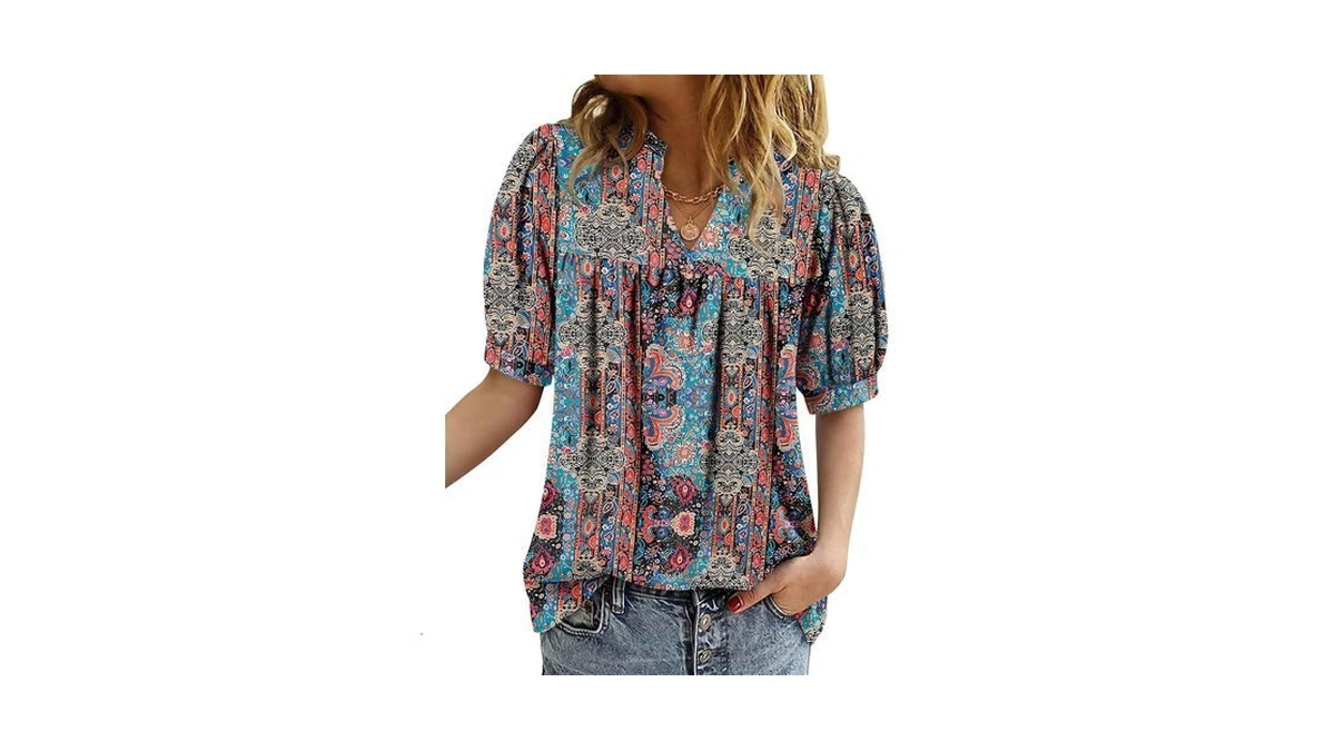 Magritta Plus Size Boho Tops For Women Vintage Lantern Sleeve