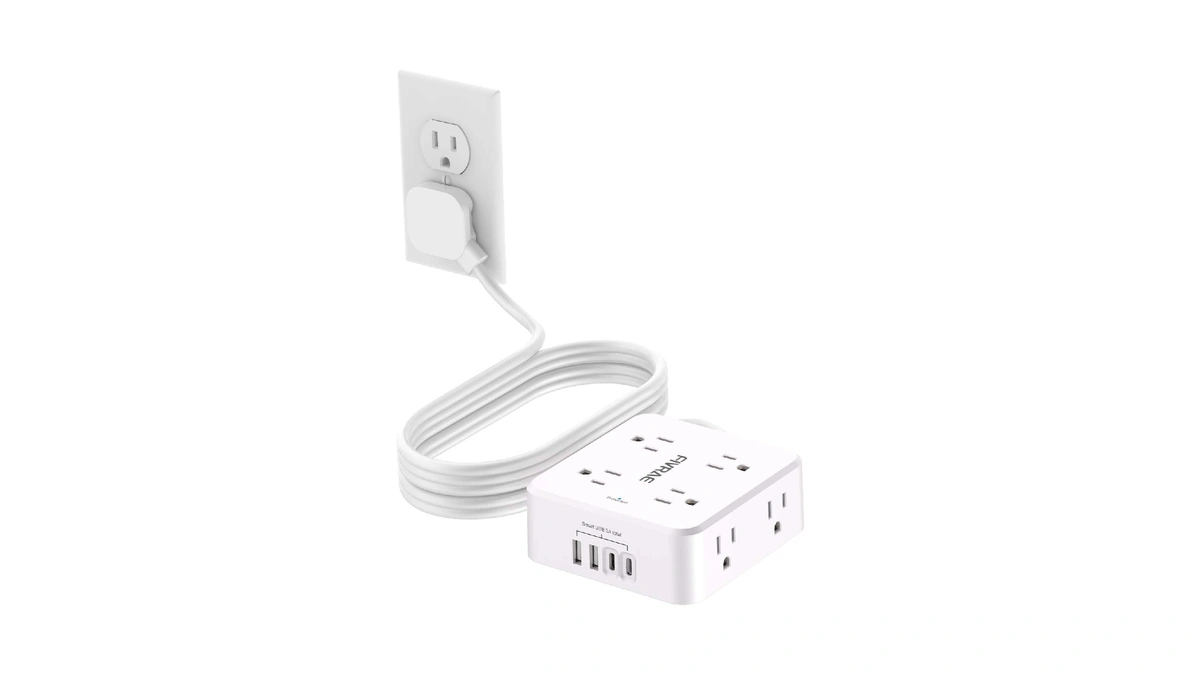 Fivrae 10ft Extension Cord With Multiple Outlets, 8 Outlets And