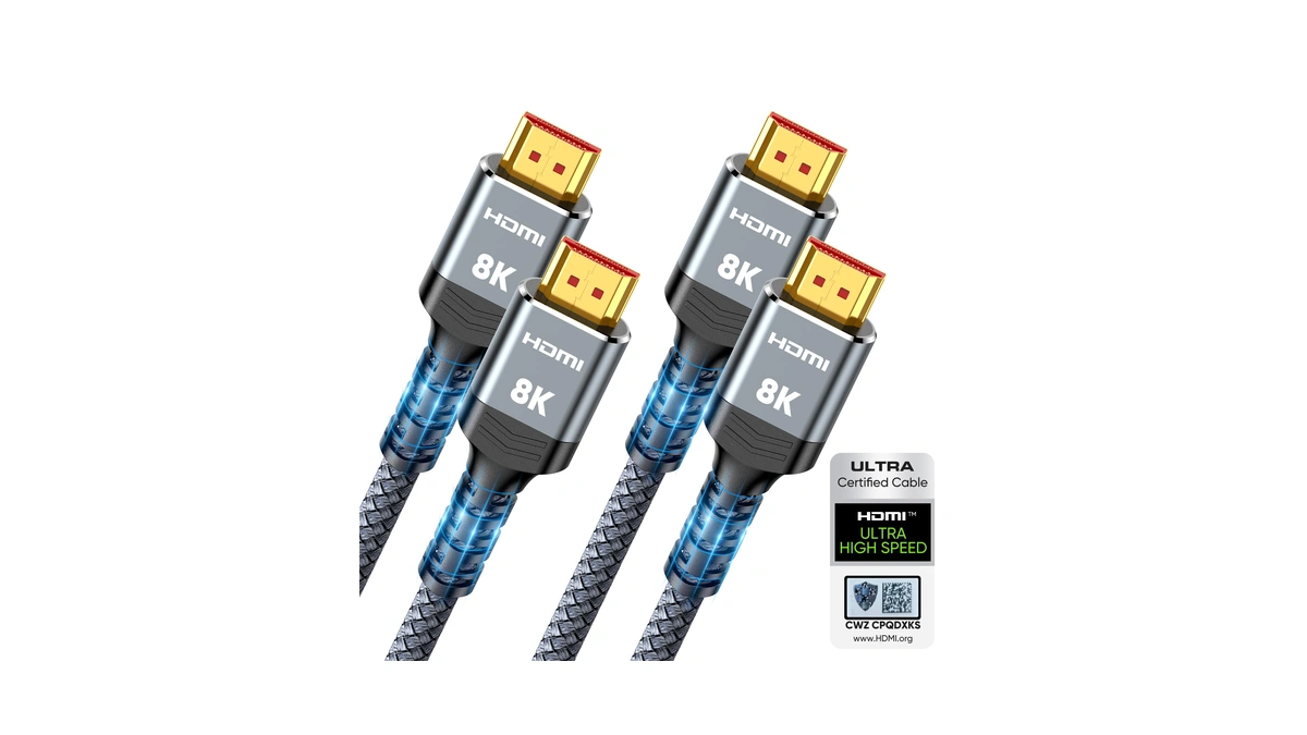10k 8k Hdmi 2.1 Cable 2-pack 6.6ft, Highwings Certified 48gbps