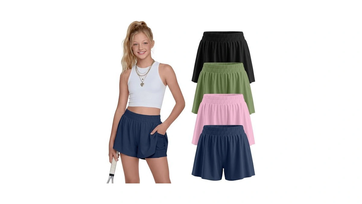 Custoneei 4 Pack Girls 2 In 1 Butterfly Skorts, 4-color,