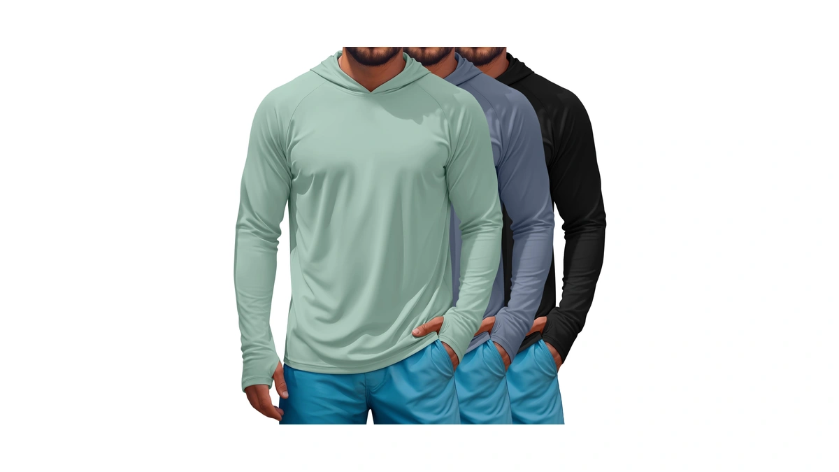 Locoowai 3 Pack Men's Sun Protection Hoodies, 3-color, X-large