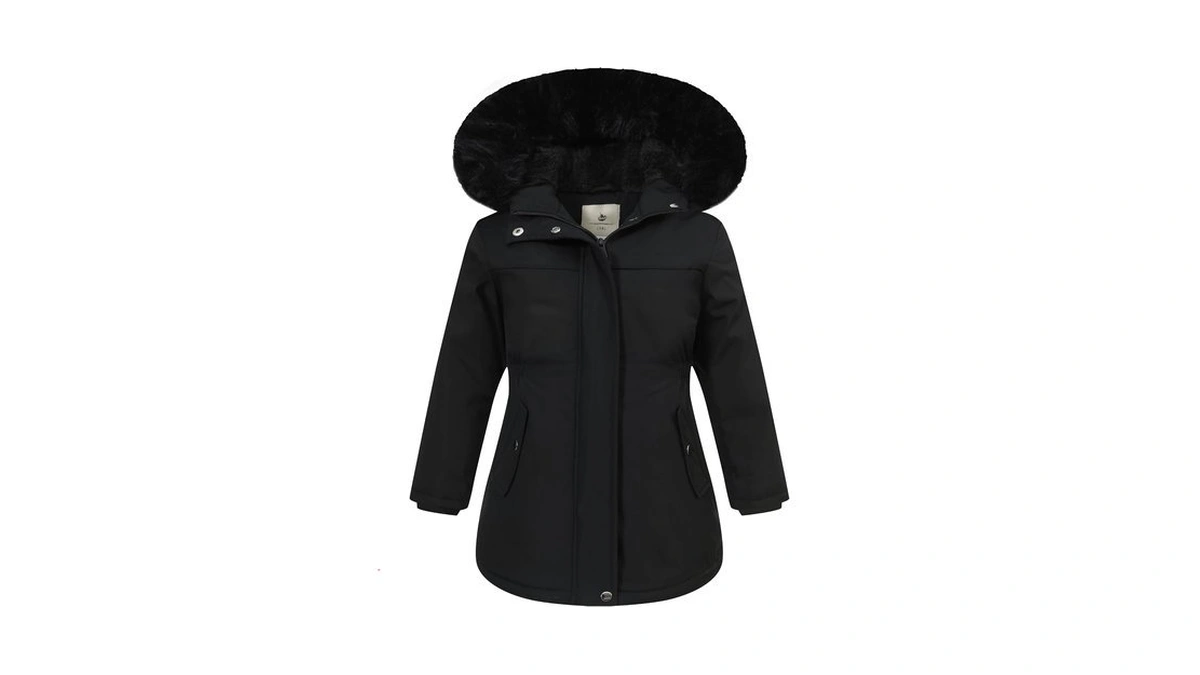 Cicvsoc Girl's Waterproof Winter Jacket, Fleece Lined Hooded Coat Parka