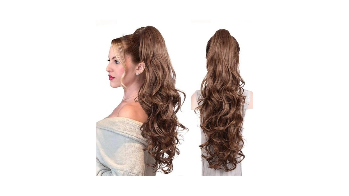 Clip On Ponytails For Women, 26 Inch Long Wavy Ponytail
