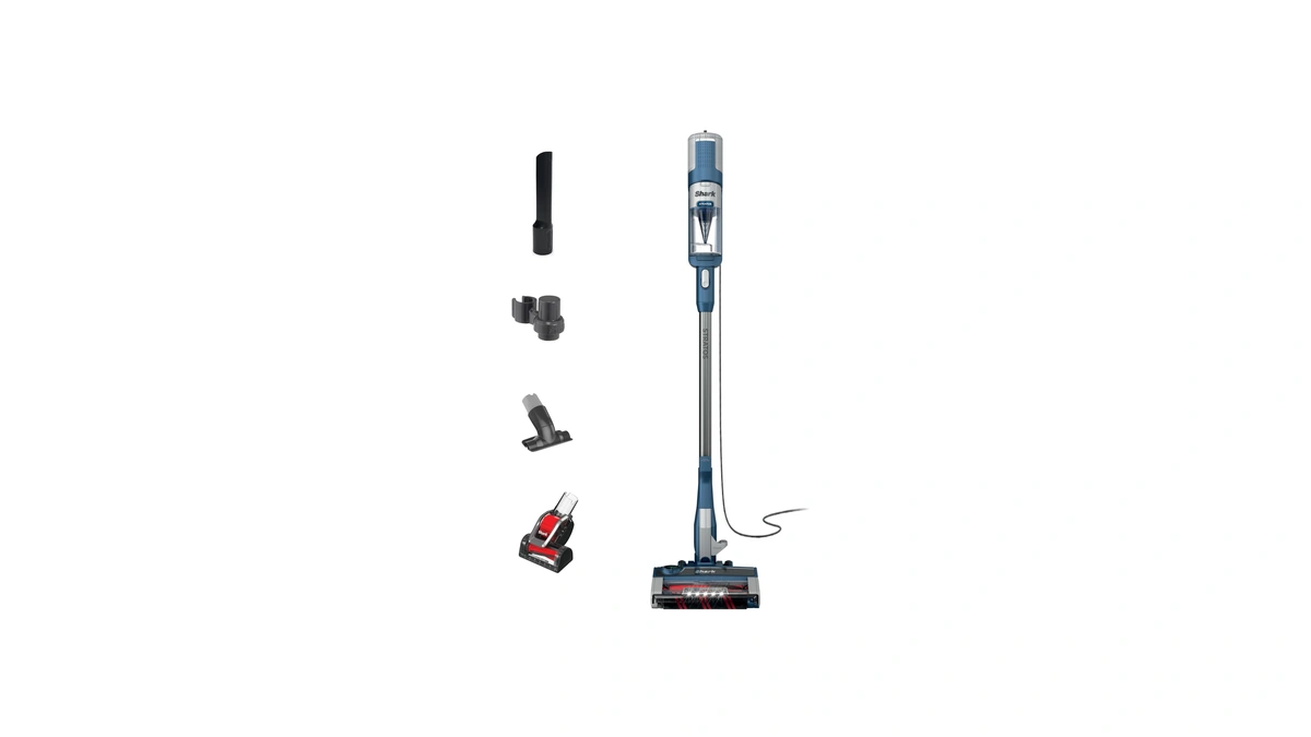 Shark Stratos Corded Stick Vacuum, Duoclean Powerfins, Navy, Hz3002