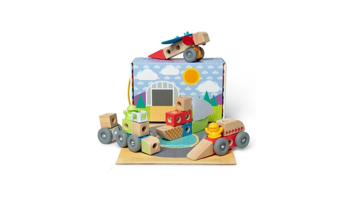 Melissa & Doug Blockables Vehicles Connectable Wooden Blocks
