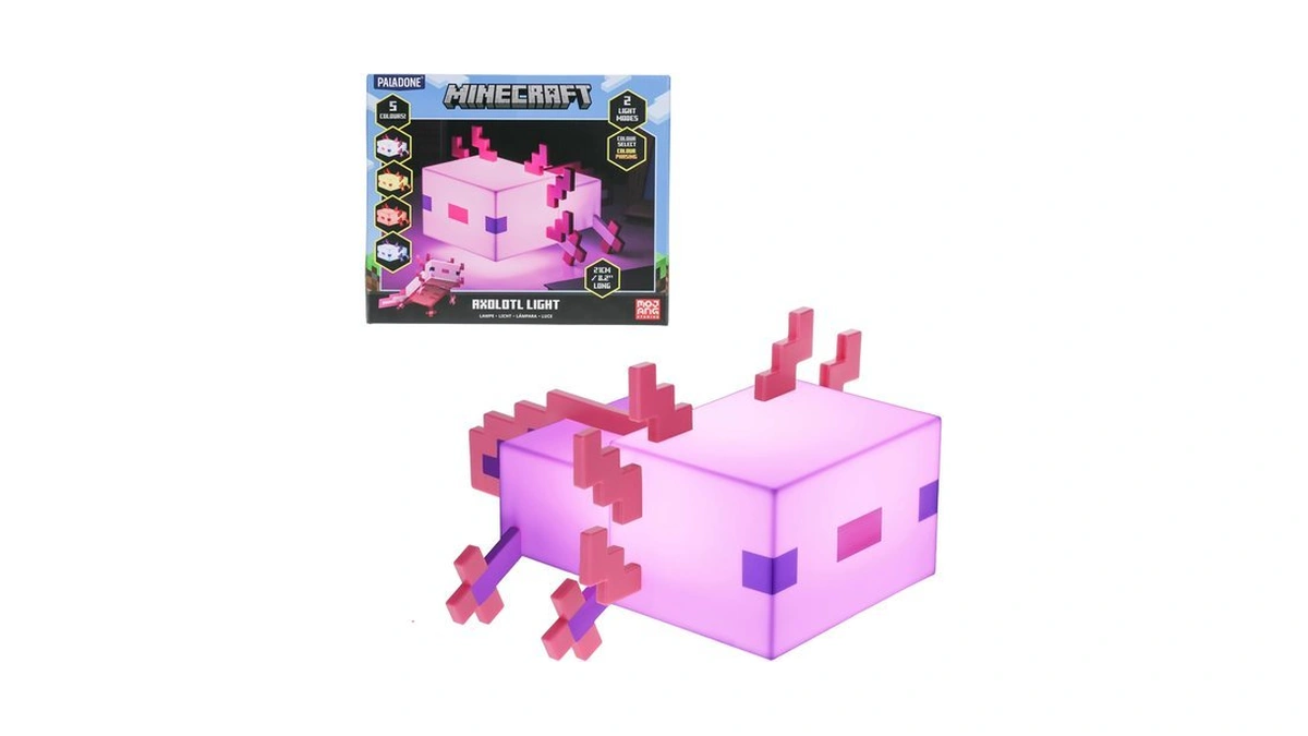 Paladone Minecraft Axolotl Light - Officially Licensed, Five Color Modes,