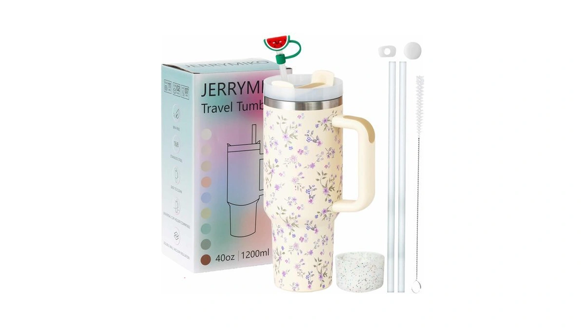 Jerrymiko 40 Oz Tumbler With Handle And Straw Lid,simpl Moder