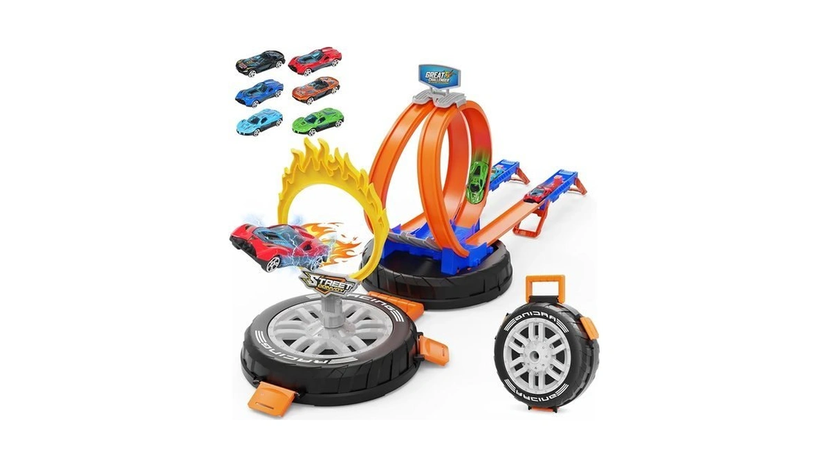 Toy Car Race Track Set For Kids Ages 4-8, Stunt