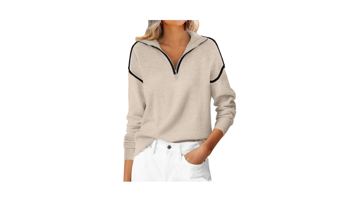Anrabess Womens Quarter Zip Sweaters Fall Long Sleeve V Neck