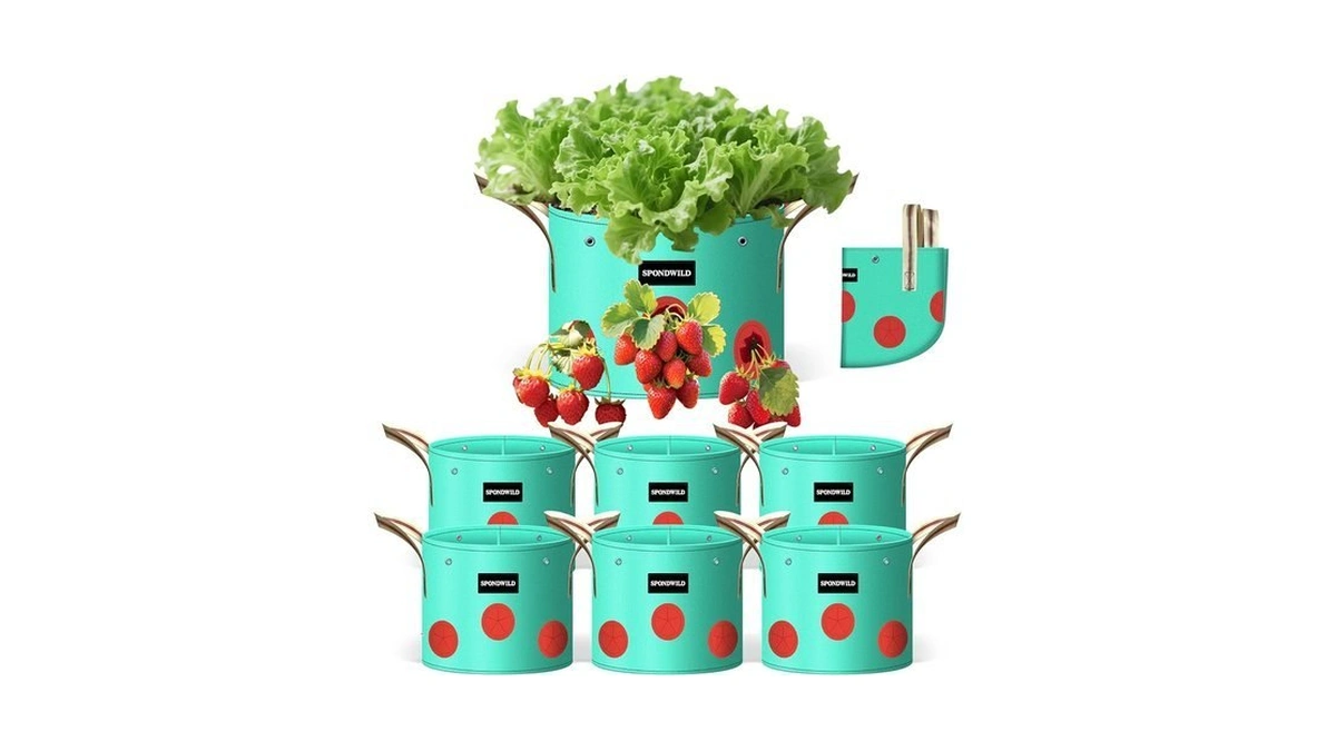 Spondwild 7 Pcs 10 Gallon Grow Bags, Pe Plant Pots