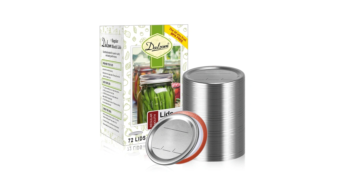 Dalzom® 72pcs Canning Lids Regular Mouth, Premium Mason Jar Lids