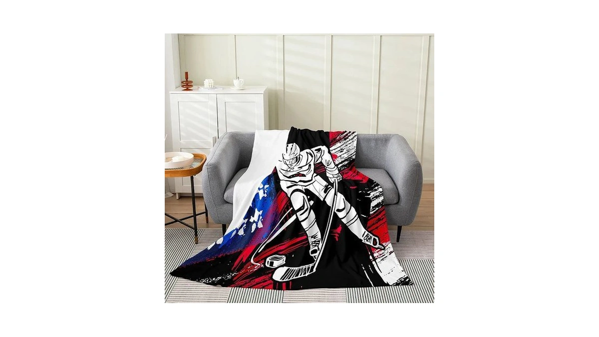 Feelyou Ice Hockey Plush Throw Blanket, Flannel Fleece All Season