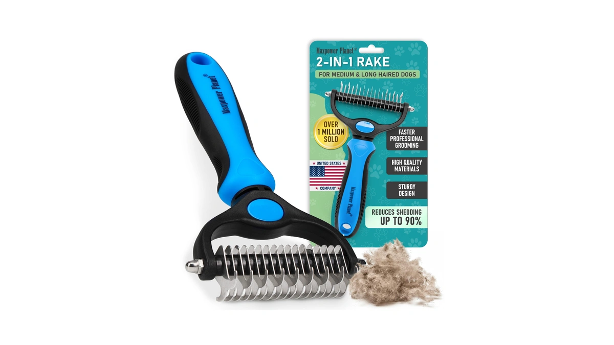Maxpower Planet Dog Grooming Rake, Deshedding Undercoat Brush, Dogs &