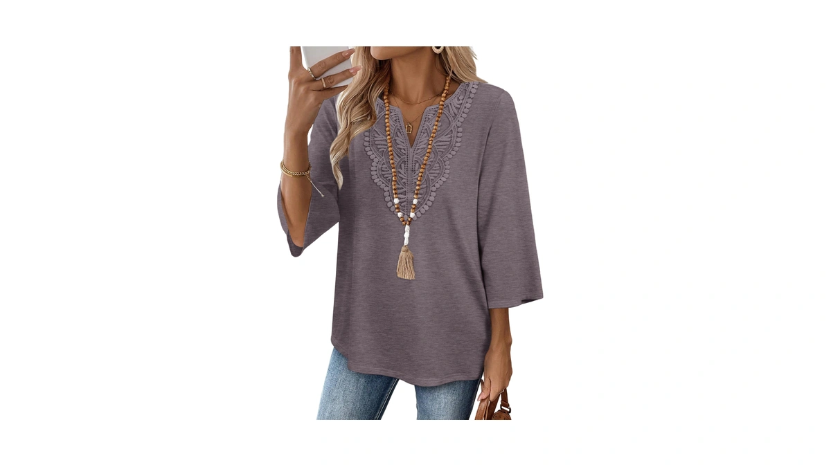 Womens Clothes Women's Clothing 3/4 Length Sleeve Womens Tops Fashion