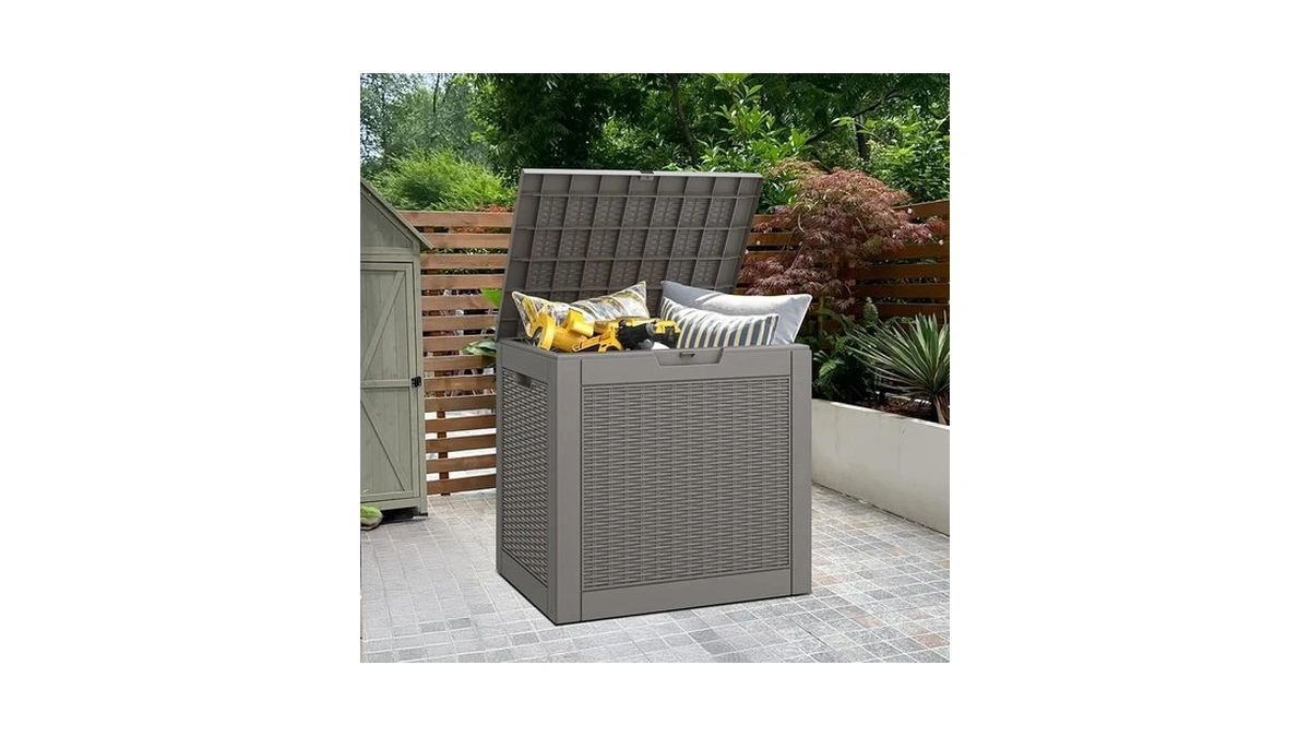 Bifanuo Outdoor Storage Box, 35 Gallon Deck Boxes Waterproof, Resin