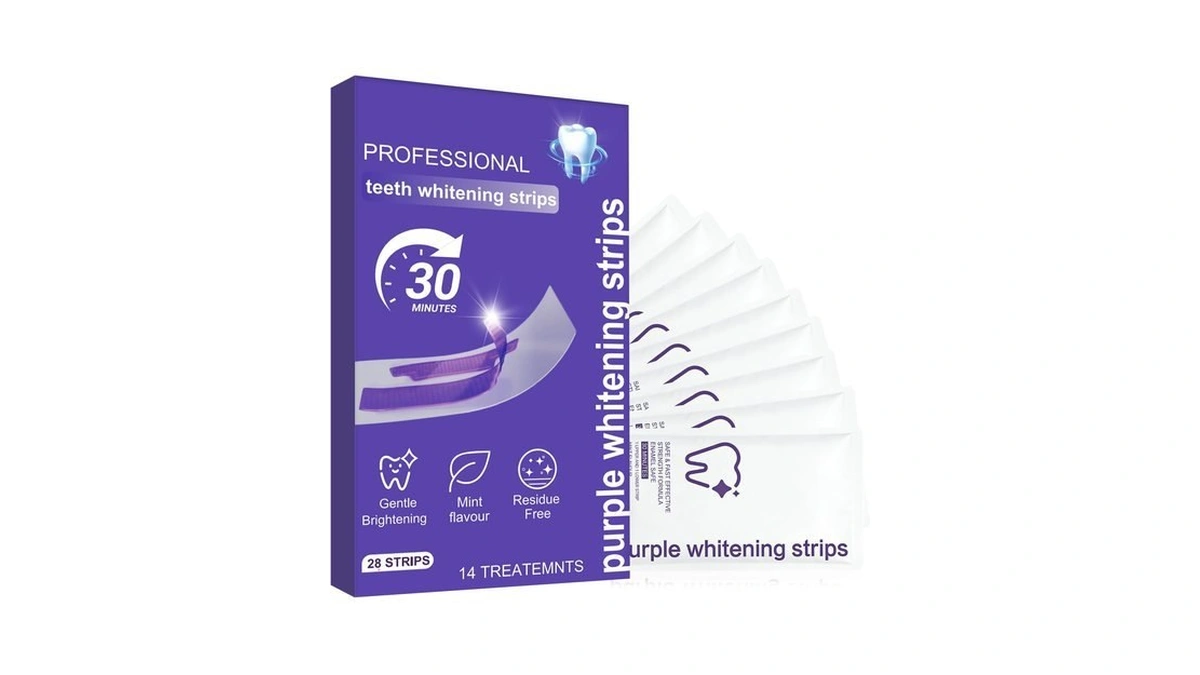 Purple Teeth Whitening Strips For Sensitive Teeth, Enamel Safe Whitening