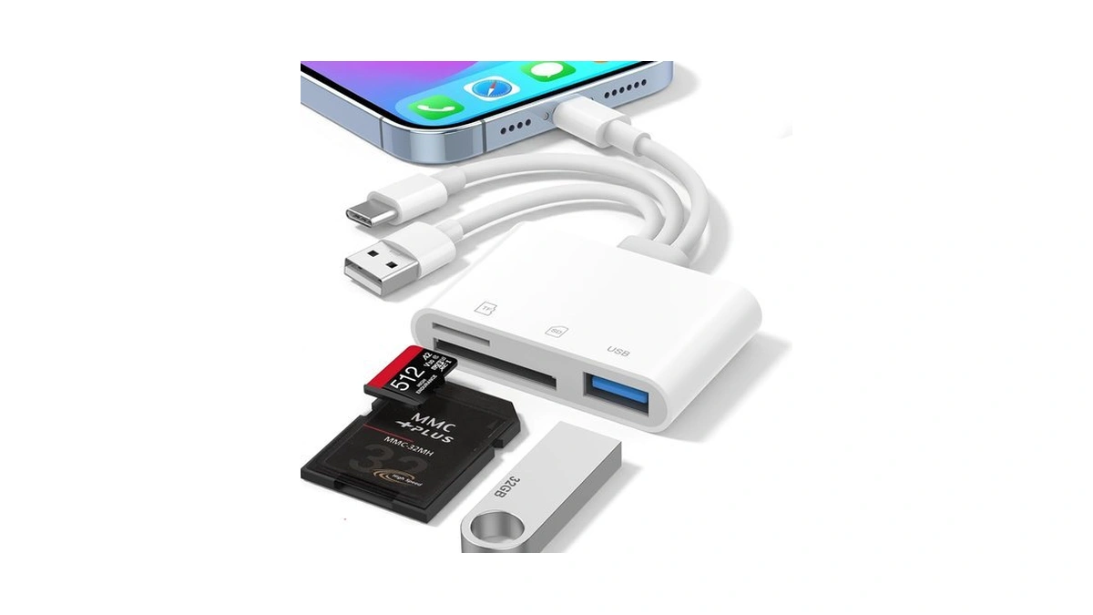 Sd Card Reader For Iphone Ipad Mac, 3-in-1 Lightning/usb-c/usb-a Microsd/sd
