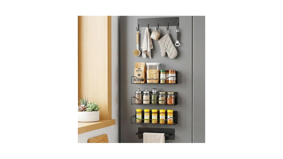 Magnetic Spice Rack For Refrigerator, 5 Pack Magnetic Fridge Organizer