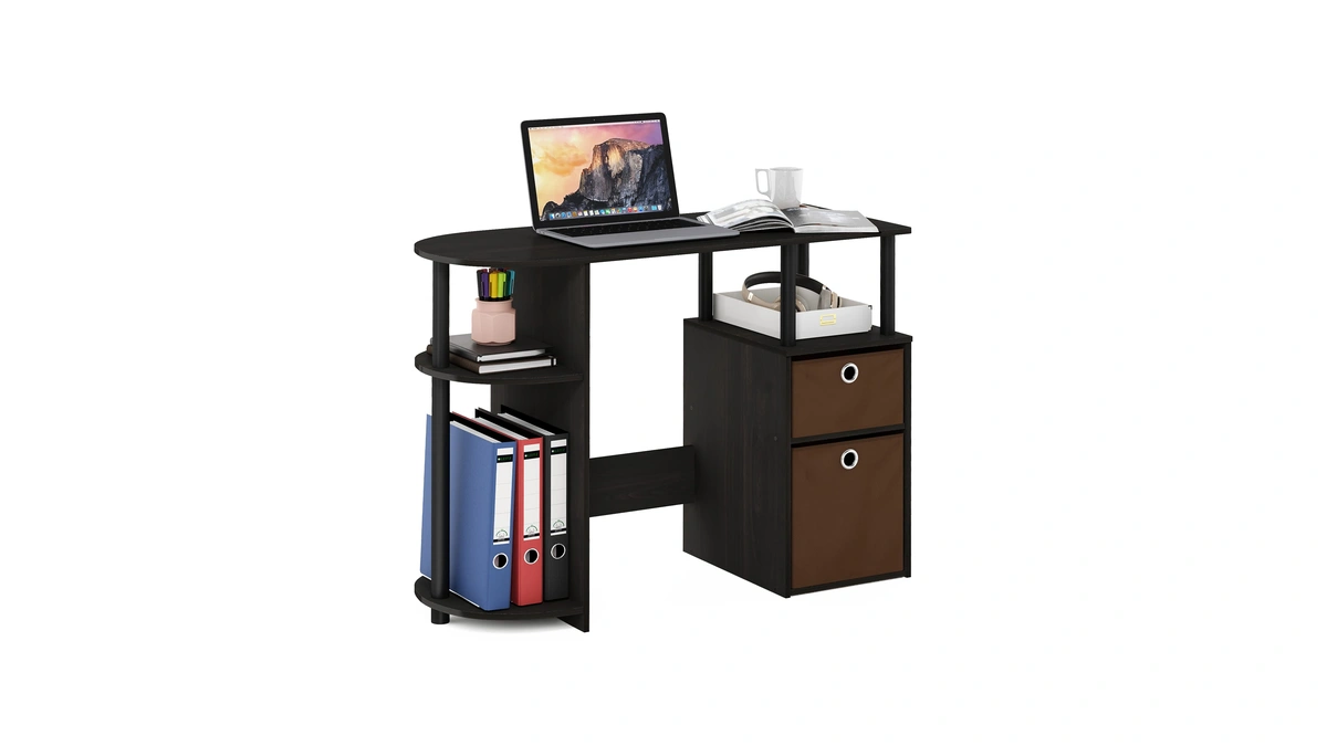 Furinno Jaya Desk, 38.4" Wide Gaming Desk With Bin Drawers,