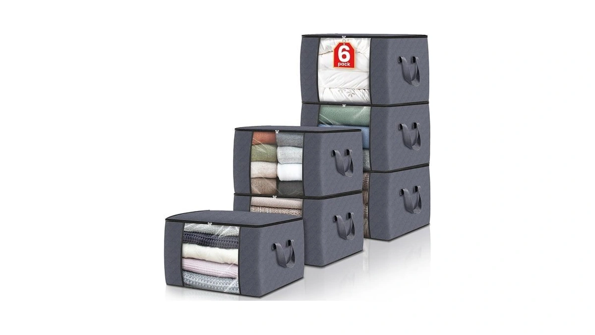 Fab Totes 6 Pack Storage Bags For Clothes Blanket Storage