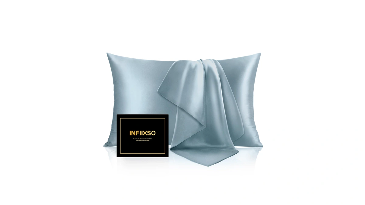Infiixso Mulberry Silk Pillow Cases Standard Size With Zipper, Airy