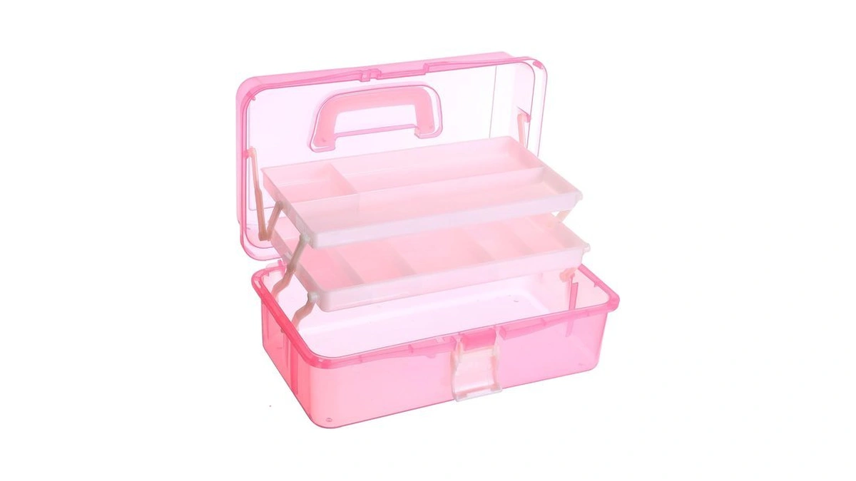 Patikil 12" Three-layer Art Storage Box, Multifunctional Portable Tool Case