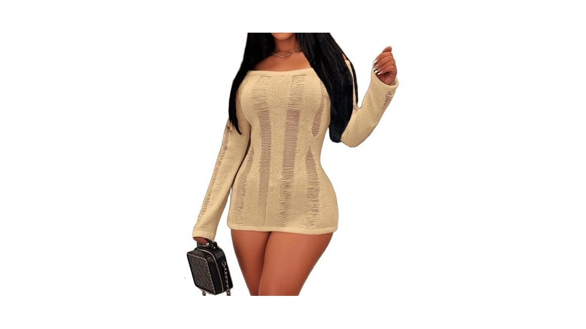 Womens Sexy Bodycon Mini Dress Off Shoulder Knitted Party Club