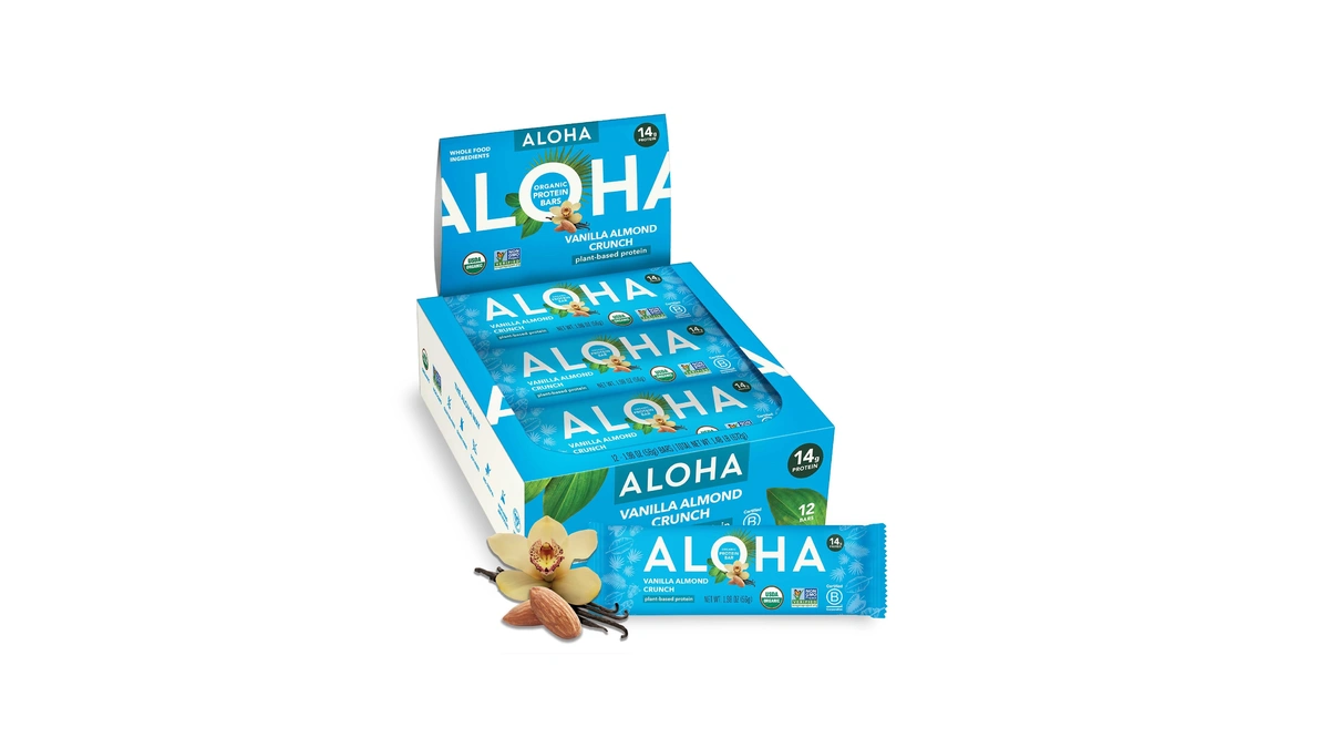 Aloha Organic Plant Based Protein Bars | Vanilla Almond Crunch