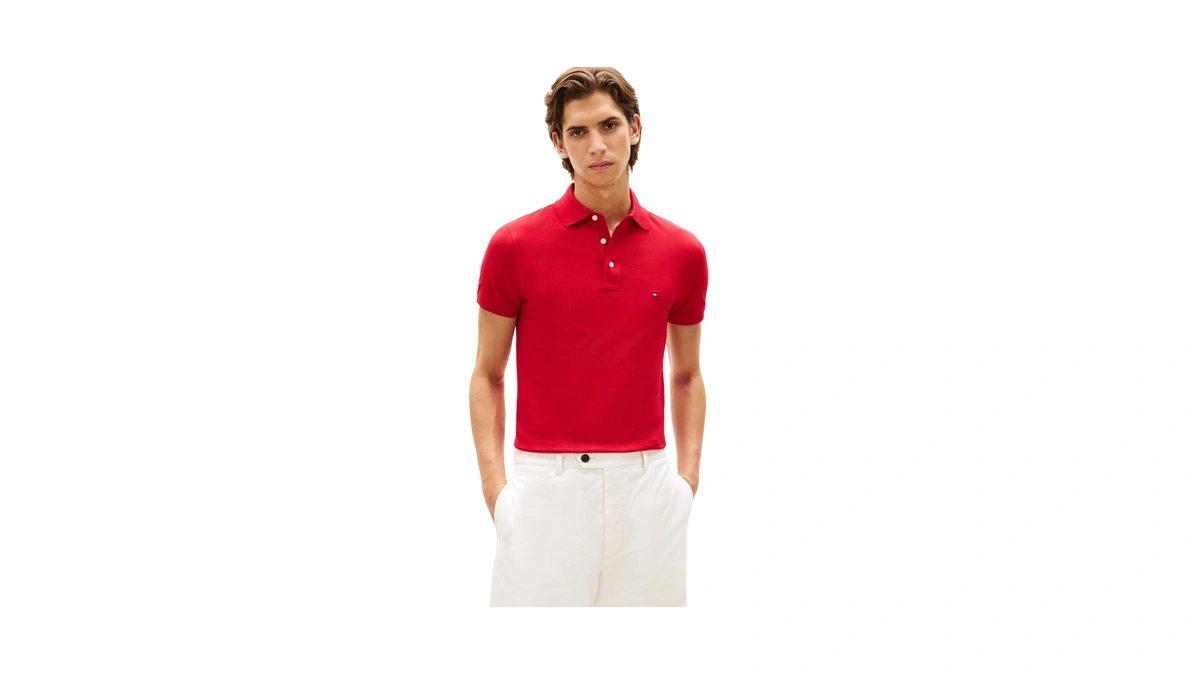 Tommy Hilfiger Men's 1985 Slim Short Sleeve Polo, Medium Red