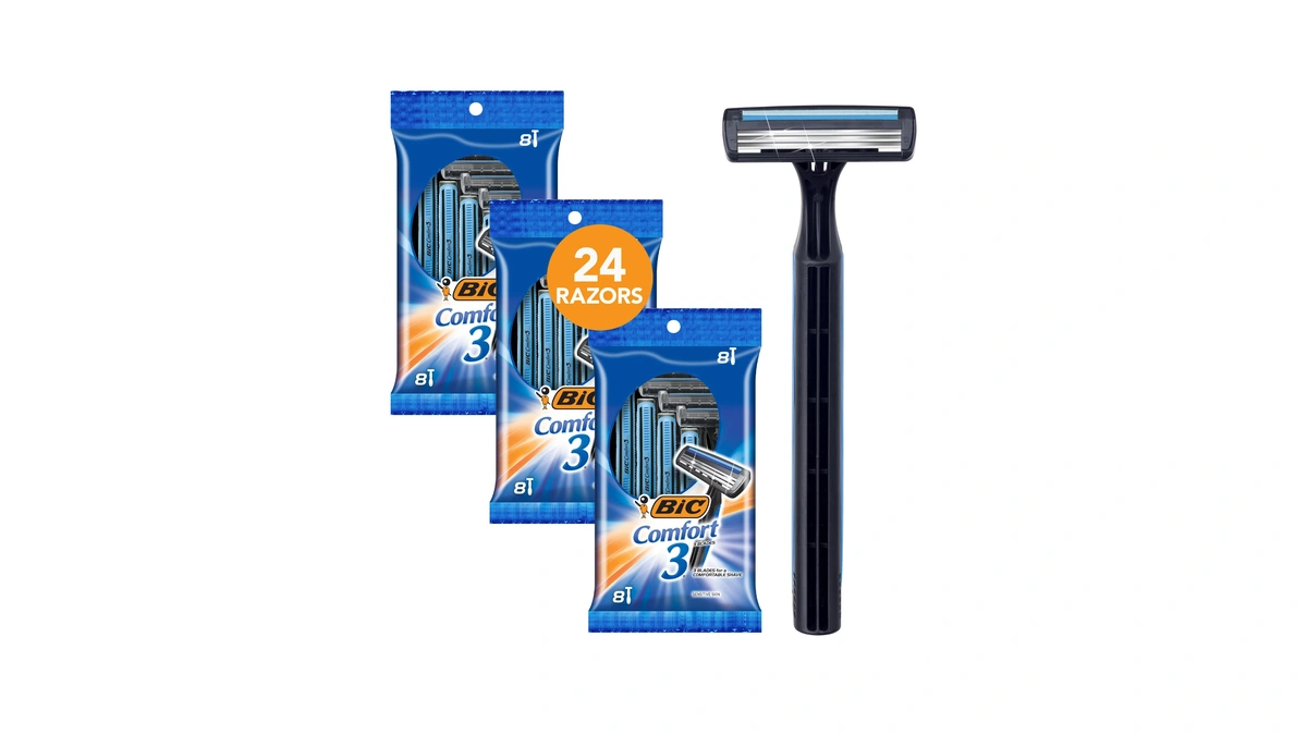 Bic Comfort 3 Disposable Razors, Long-lasting 3-blade Razors For Men,